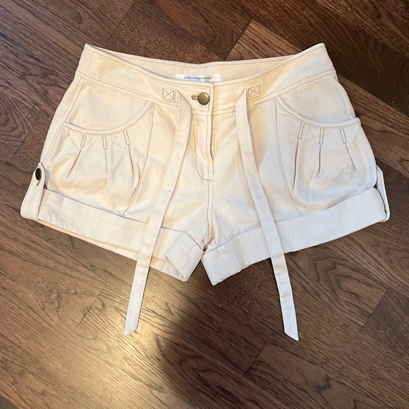 Diane Von Furstenberg Pants - Diane von Furstenberg Cream Cuffed Denim Shorts